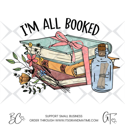 SUB437 I'm all Booked Book Worm Sublimation Reading Transfers