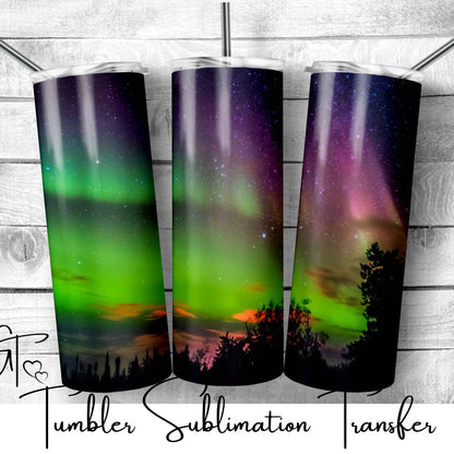 SUB464 Northern lights (aurora borealis) Camping Tumbler Sublimation Transfer