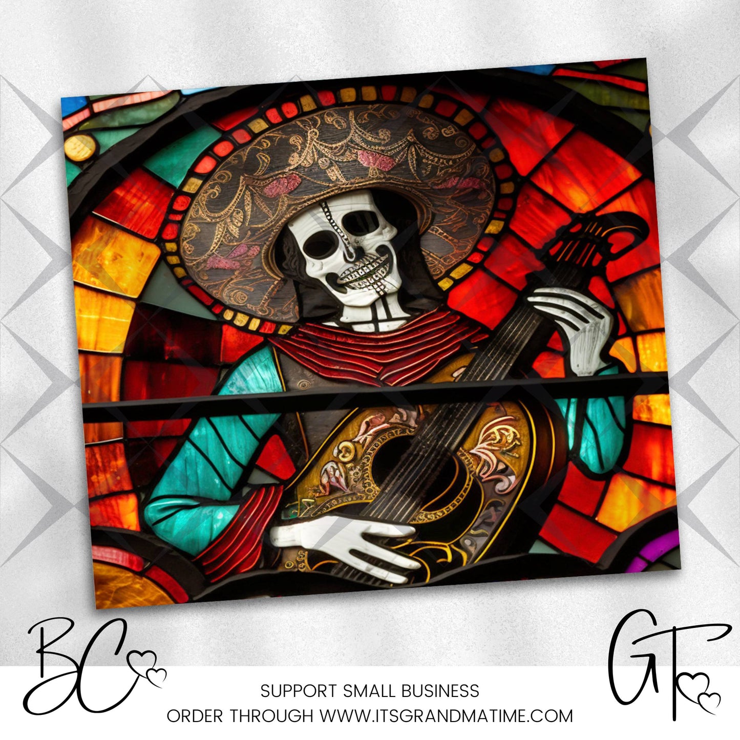 SUB474 Catrina Stained Glass Day of the Dead Tumbler Sublimation Transfer