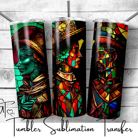 SUB483 Catrina Stained Glass Day of the Dead Tumbler Sublimation Transfer