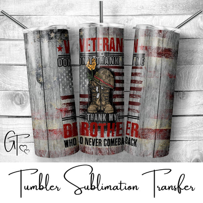 SUB517 2nd-Amendment Thank a Veteran Patriotic Tumbler Sublimation Transfer