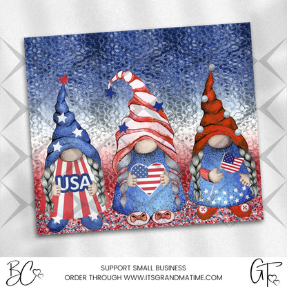 SUB525 USA Patriotic Gnomes Patriotic Tumbler Sublimation Transfer