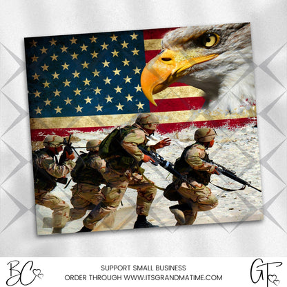 SUB529 Military Warriors with Eagle Patriotic Tumbler Sublimation Transfer