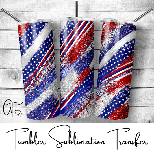 SUB539 Patriotic Glitter  Patriotic Tumbler Sublimation Transfer