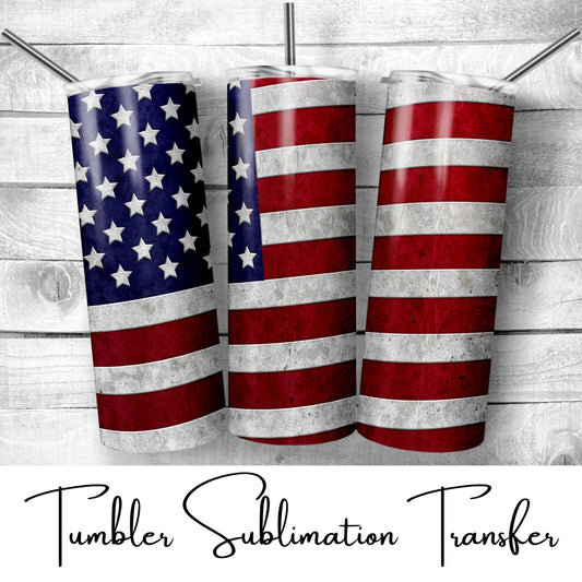 SUB545 American Flag Concrete Patriotic Tumbler Sublimation Transfer