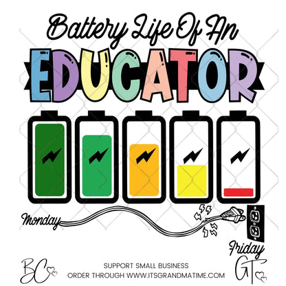 SUB600 Battery Life of an Educator School Teacher Transfer