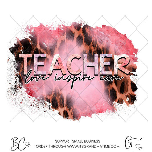 SUB601 Pink Leopard Teacher Love Inspire Care School Teacher Transfer