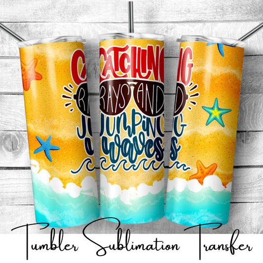 SUB643 Catching Rays and Jumping Waves Summer Tumbler Sublimation Transfer