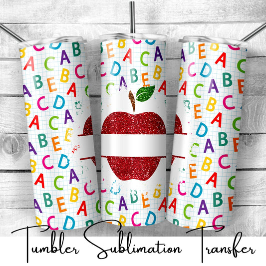 SUB675 Personalized ABCD Apple School | Teacher Tumbler Sublimation Transfer
