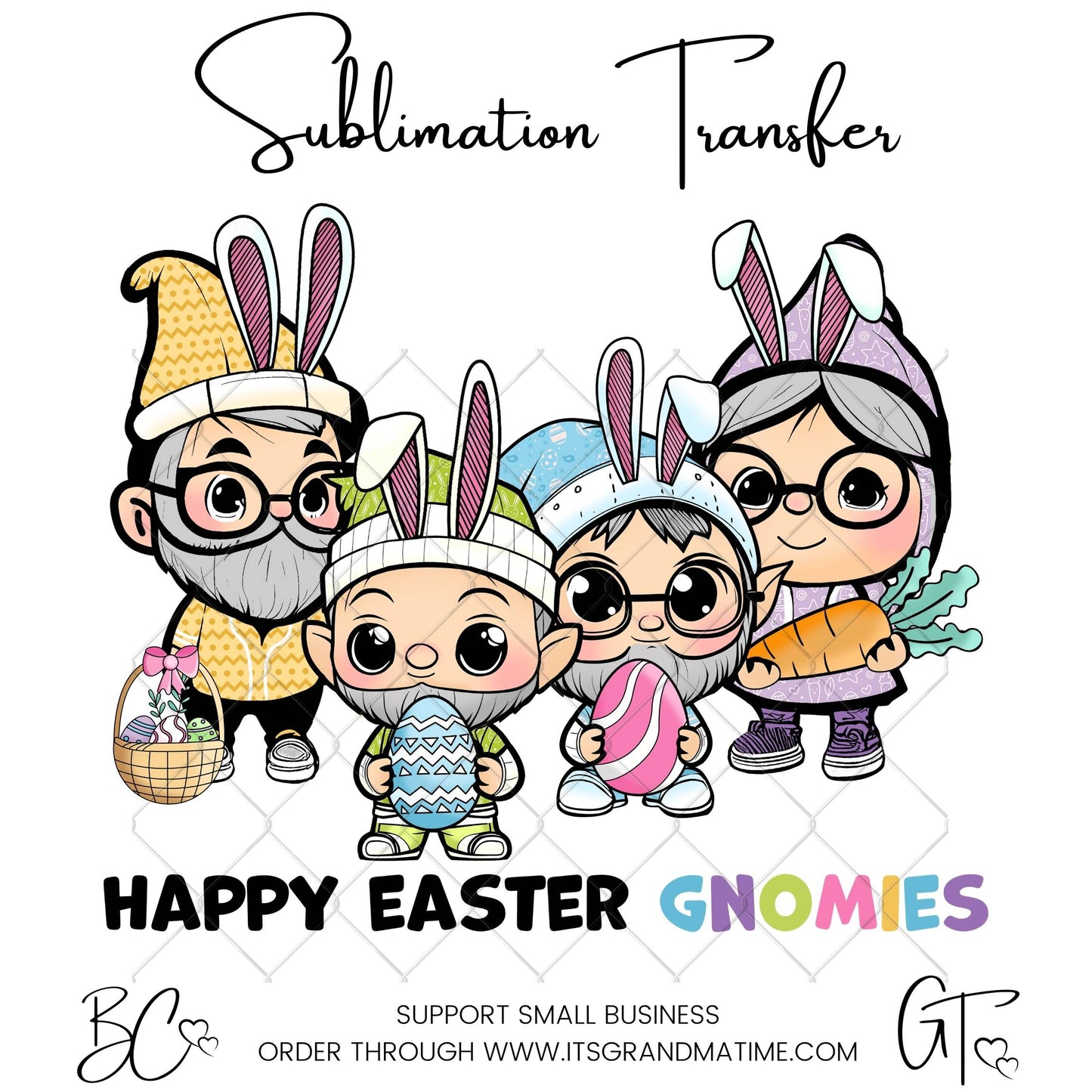 SUB690 Gnome Squad Happy Easter Gnomies Easter Transfer