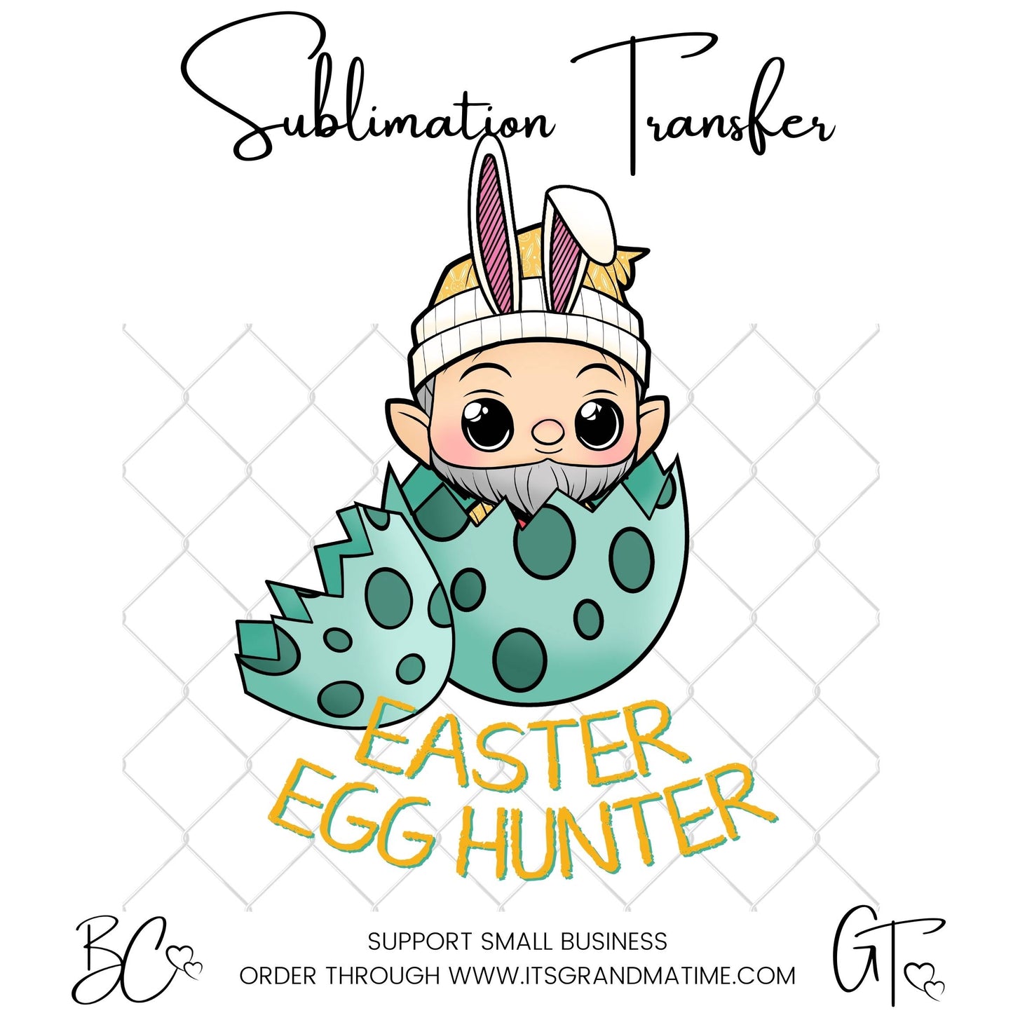 SUB696 Easter Egg Hunter Easter Gnome Egg Easter Transfer