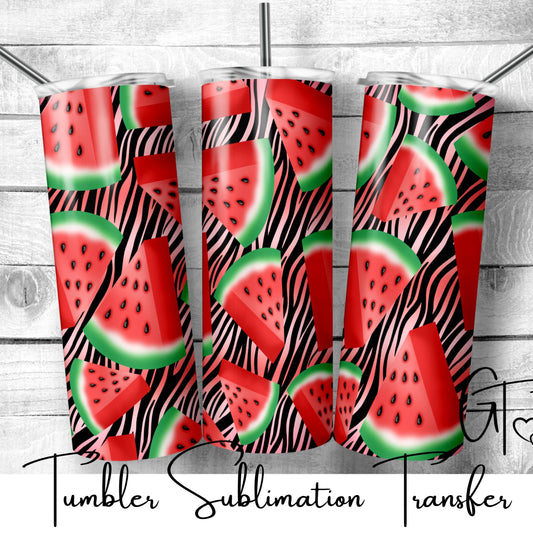 SUB710 Watermelon Zebra Summer Tumbler Sublimation Transfer