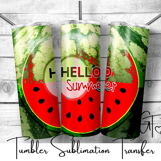 SUB713 Hello Summer Watermelon Summer Tumbler Sublimation Transfer