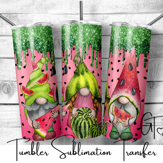 SUB716 Gnome Watermelon Summer Tumbler Sublimation Transfer