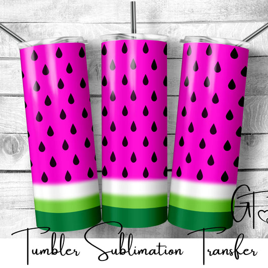 SUB718 Watermelon Hot Pink Summer Tumbler Sublimation Transfer
