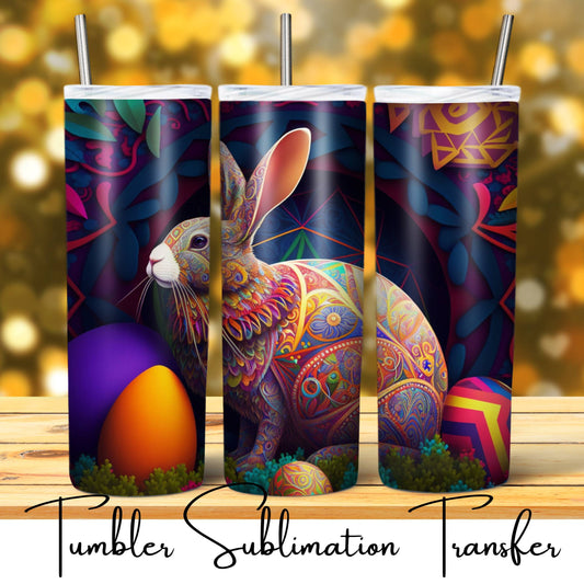 SUB739 Easter Stained Glass Bunnies & Eggs Easter Tumbler Transfer