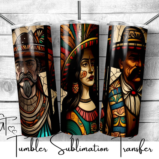 SUB740 Catrina Stained Glass Day of the Dead Tumbler Sublimation Transfer