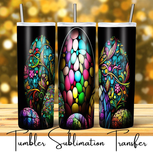 SUB746 Easter Stained Glass Bunnies & Eggs Easter Tumbler Transfer