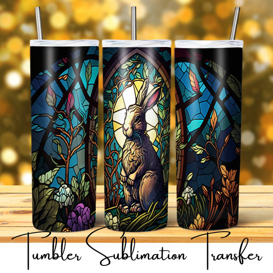 SUB747 Easter Stained Glass Bunnies & Eggs Easter Tumbler Transfer