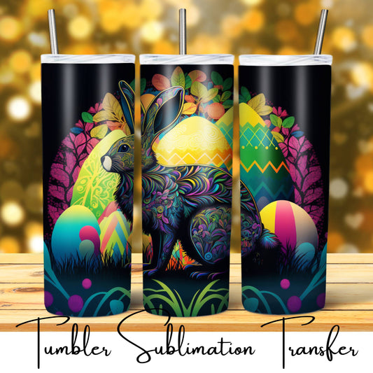 SUB752 Easter Stained Glass Bunnies & Eggs Easter Tumbler Transfer