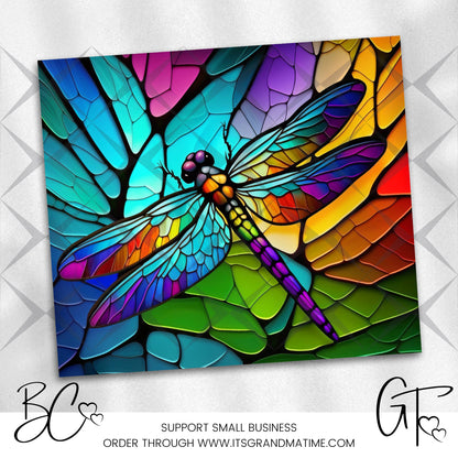 SUB790 Dragonfly Stained Glass Wildlife Animal Tumbler Sublimation Transfer