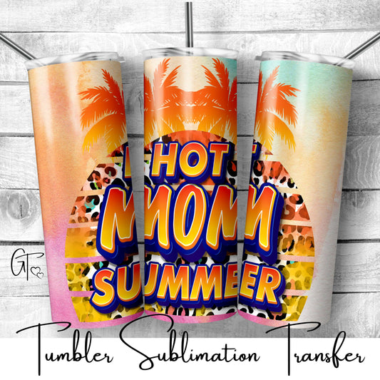 SUB799 Hot Mom Summer Orange Palm Trees