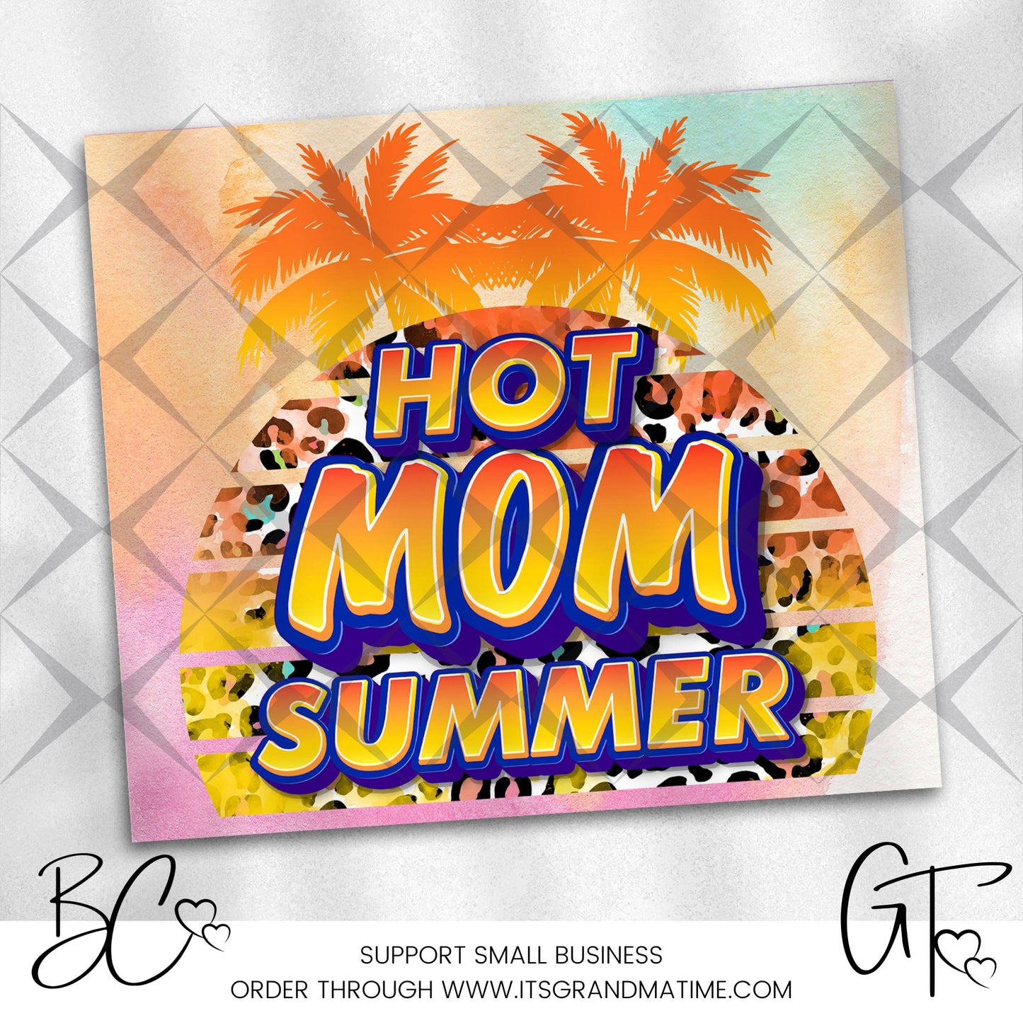 SUB799 Hot Mom Summer Orange Palm Trees