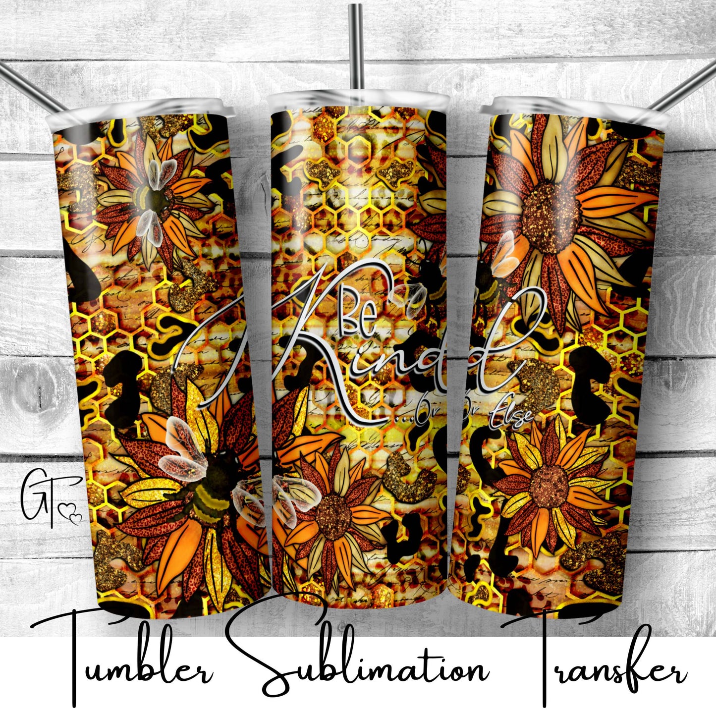 SUB801 Be Kind Honey Bee Tumbler Sublimation Transfer