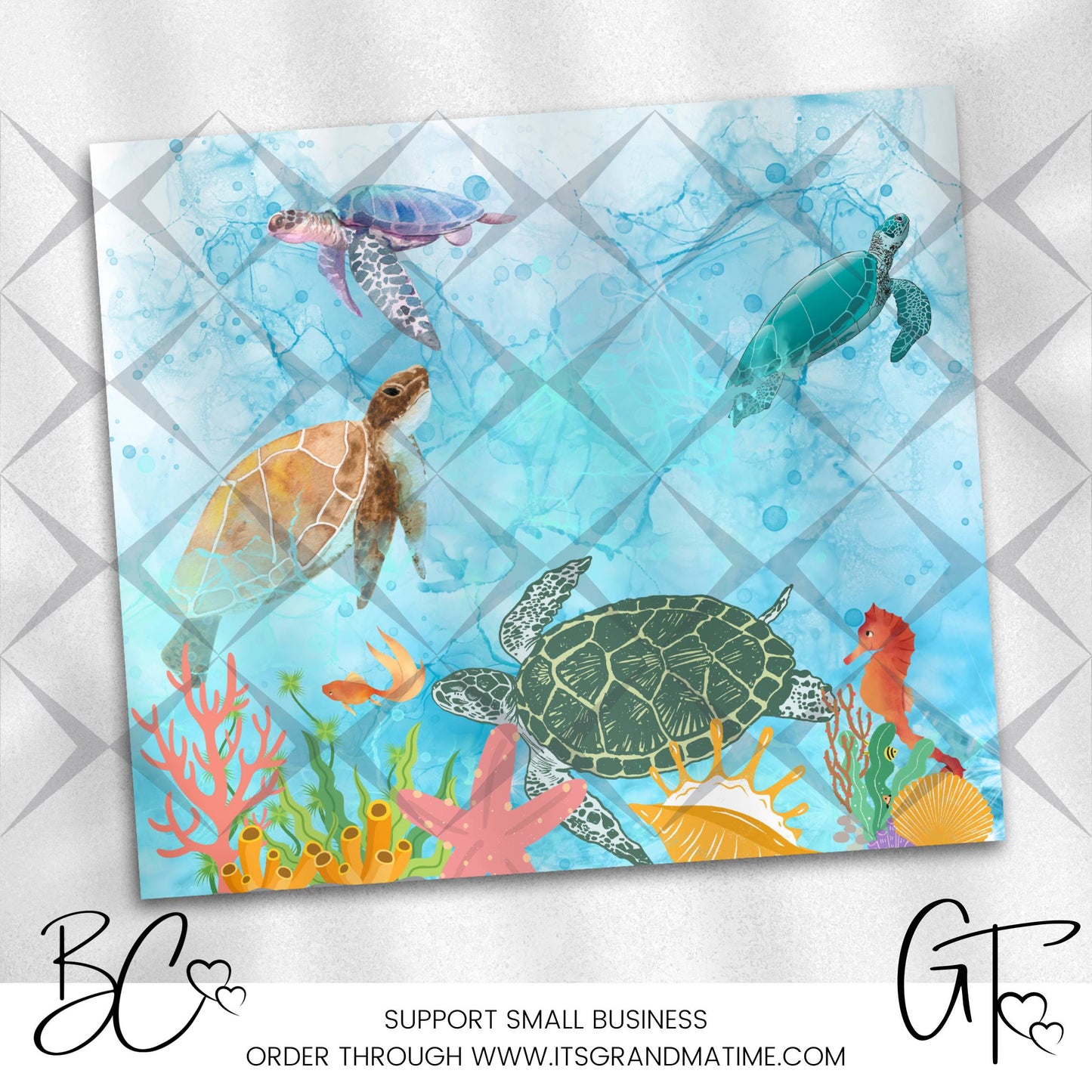 SUB806 Sea Turtles with Coral Reef Tumbler Sublimation Transfer