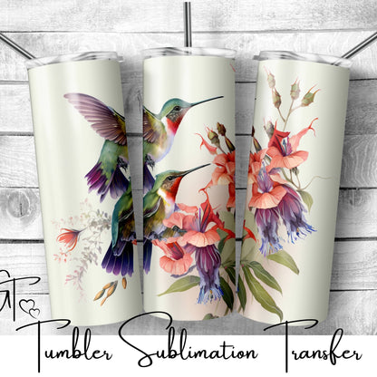 SUB826 Watercolor Hummingbirds Tumbler Sublimation Transfer