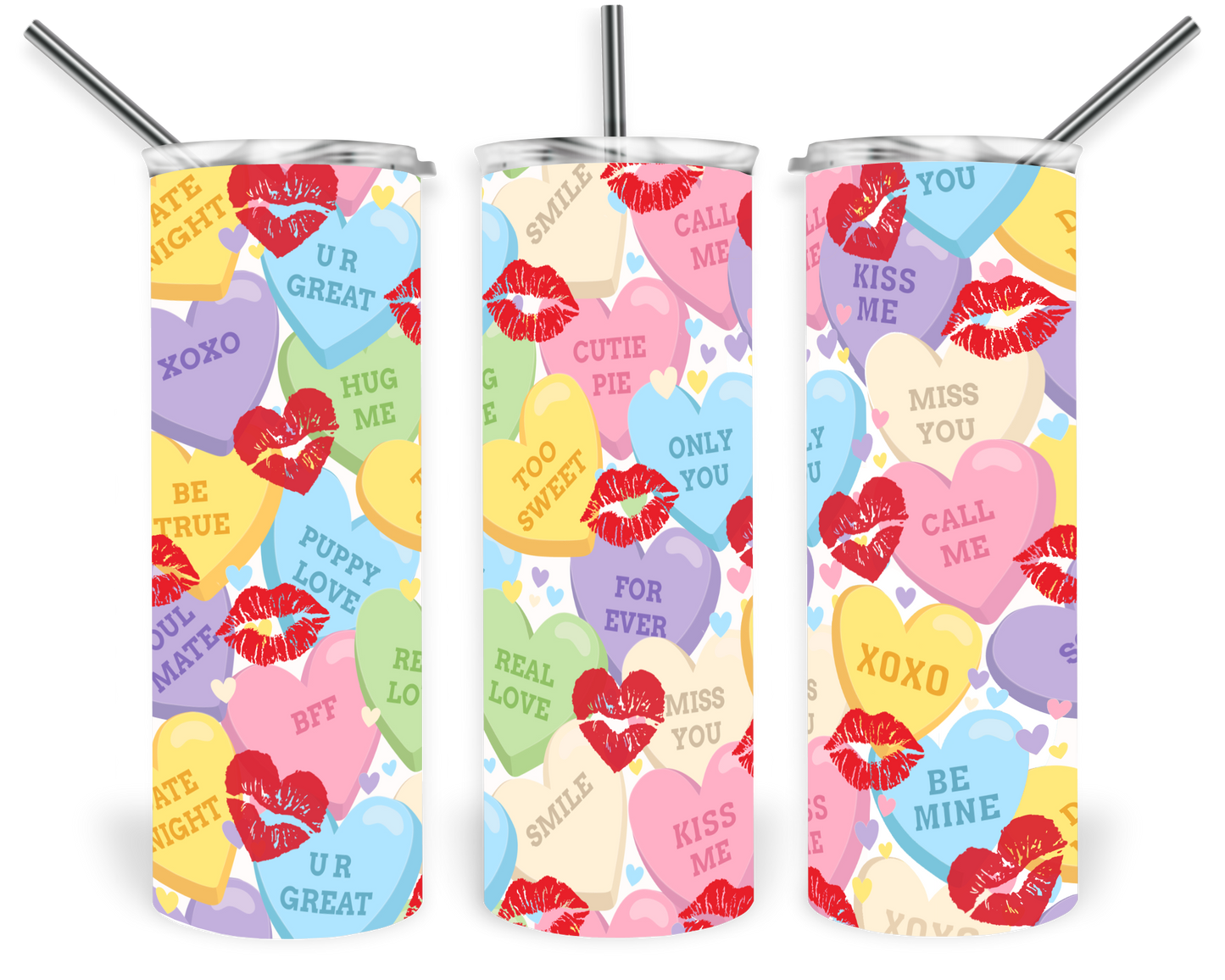 Conversation Hearts Candy Lips Valentines Tumbler