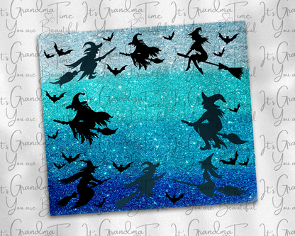 SUB22163 Witchy Teal Glitter with Flying witches 20 oz. Tumbler