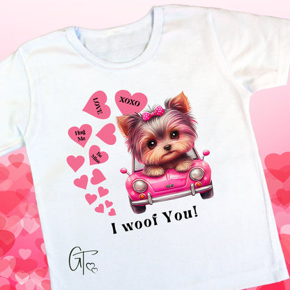 Yorkshire Terrier Dog in Car I Woof You Dog Valentine SUBLIMATION TRANSFER Ready to Press