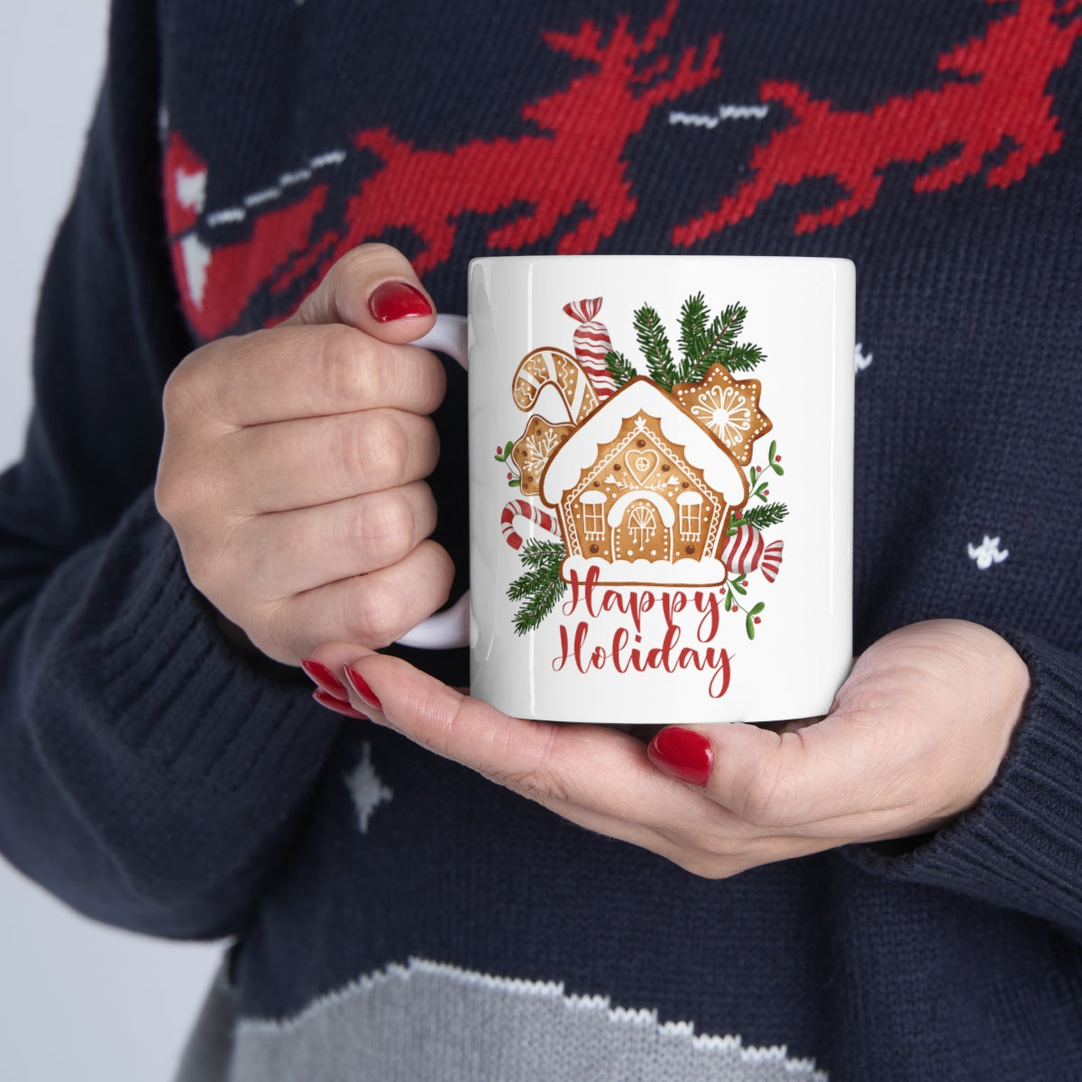 Gingerbread Cookie Christmas House Ceramic Mug
